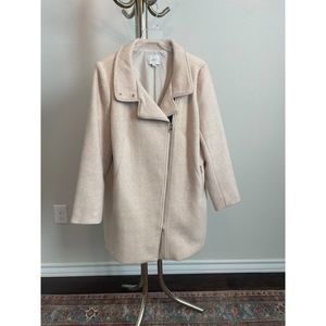 Ann Taylor Loft Large Soft Pink & Cream Herringbone Coat